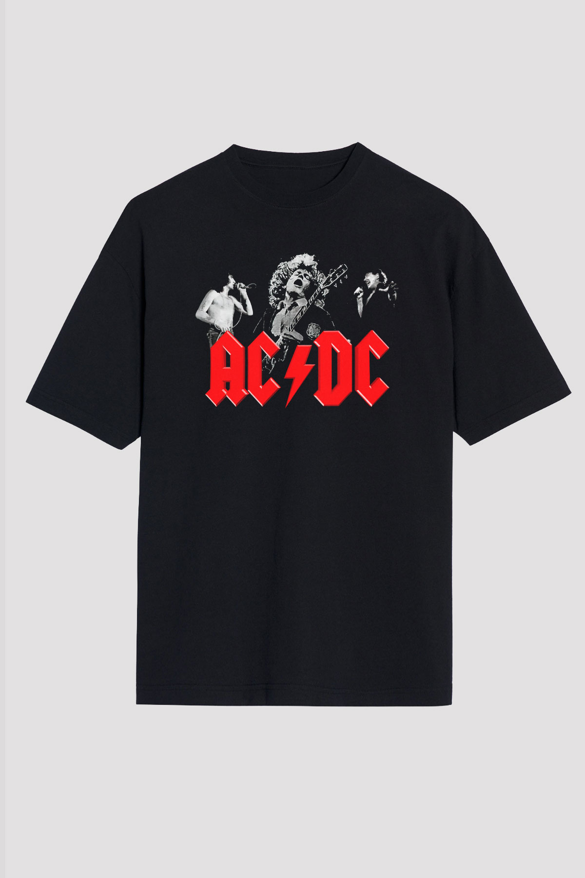AC DC Angus Young Siyah Unisex Oversize Tişört T-Shirt