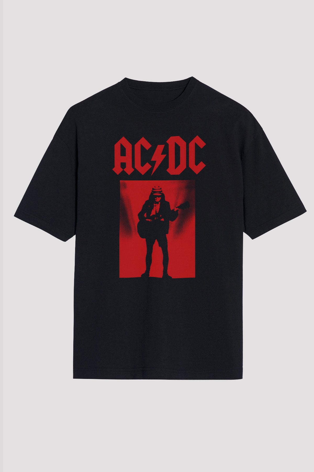 AC DC Angus Young Siyah Unisex Oversize Tişört T-Shirt