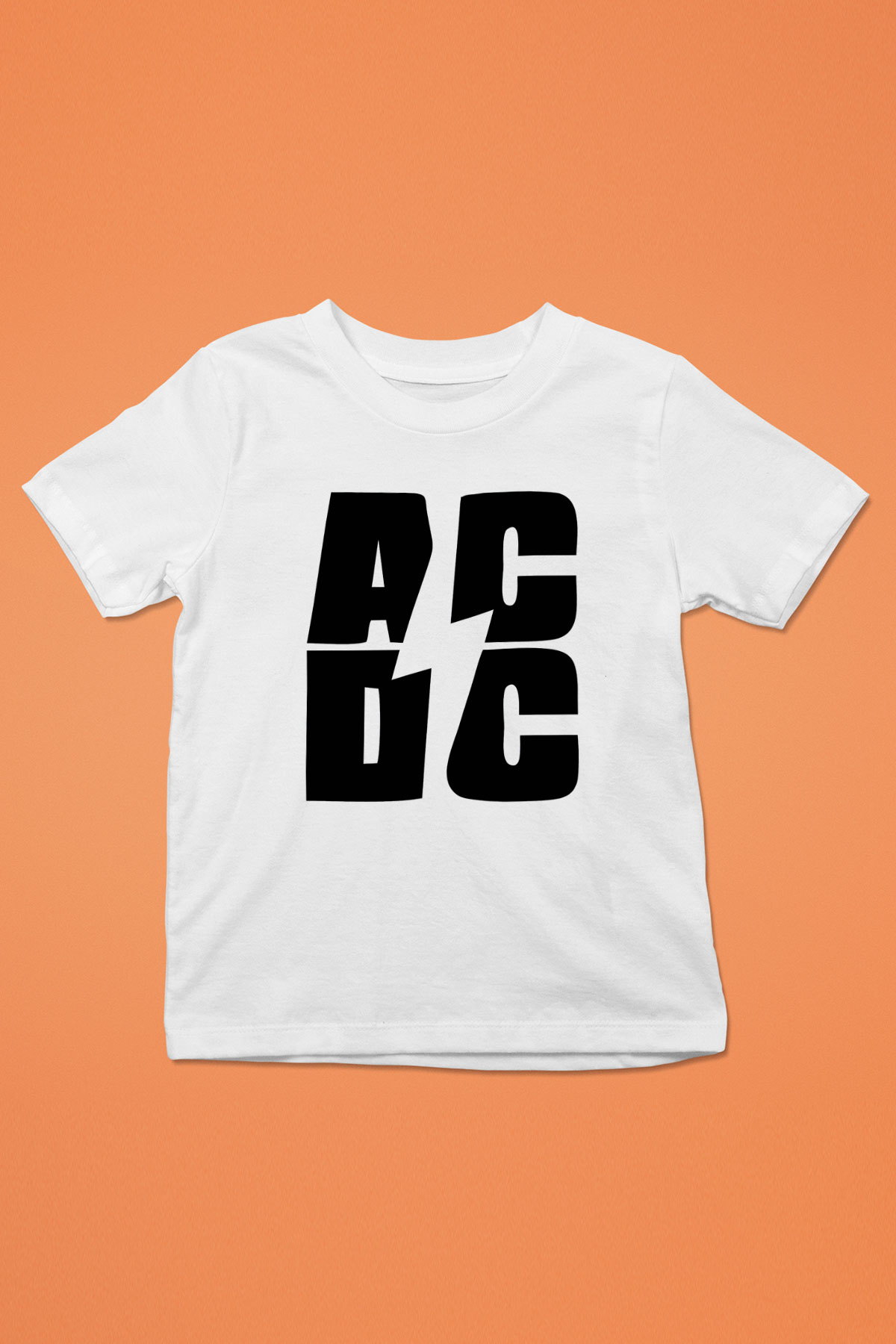 AC DC Baskılı Beyaz Unisex Çocuk Tişört