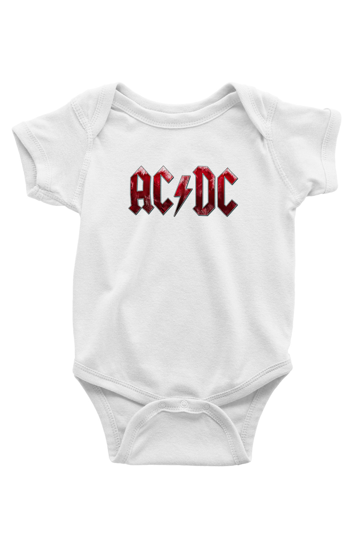 ACDC Baskılı Unisex Beyaz Bebek Body - Zıbın