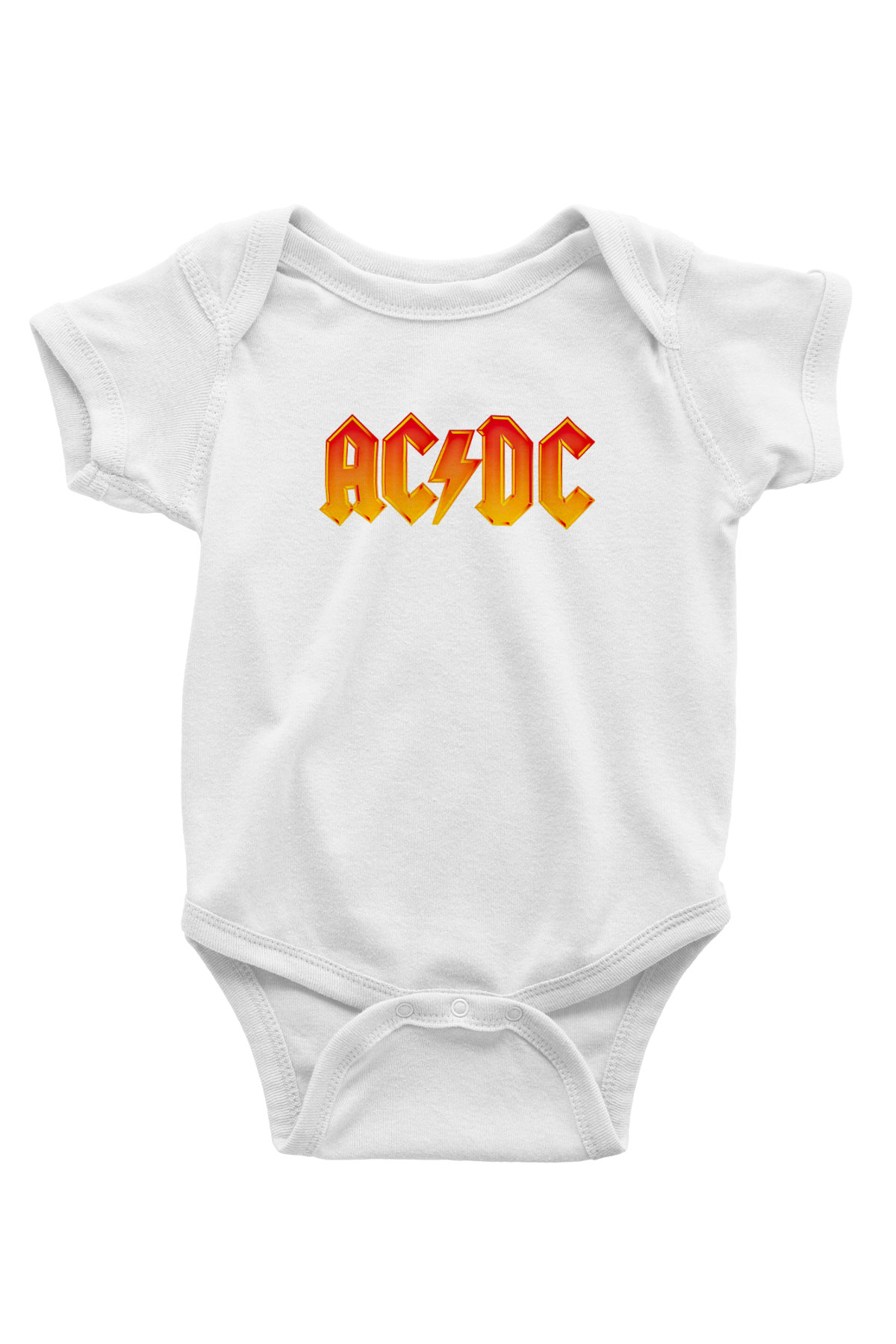 ACDC Baskılı Unisex Beyaz Bebek Body - Zıbın