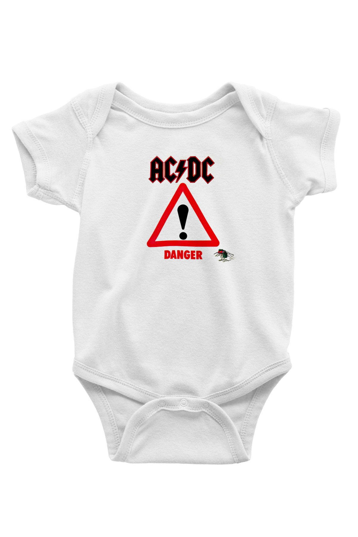 ACDC Baskılı Unisex Beyaz Bebek Body - Zıbın