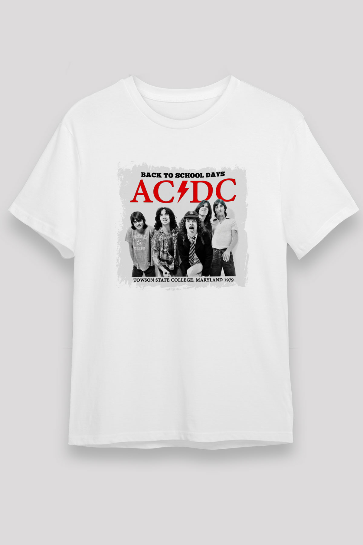 ACDC Baskılı Unisex Beyaz Tişört