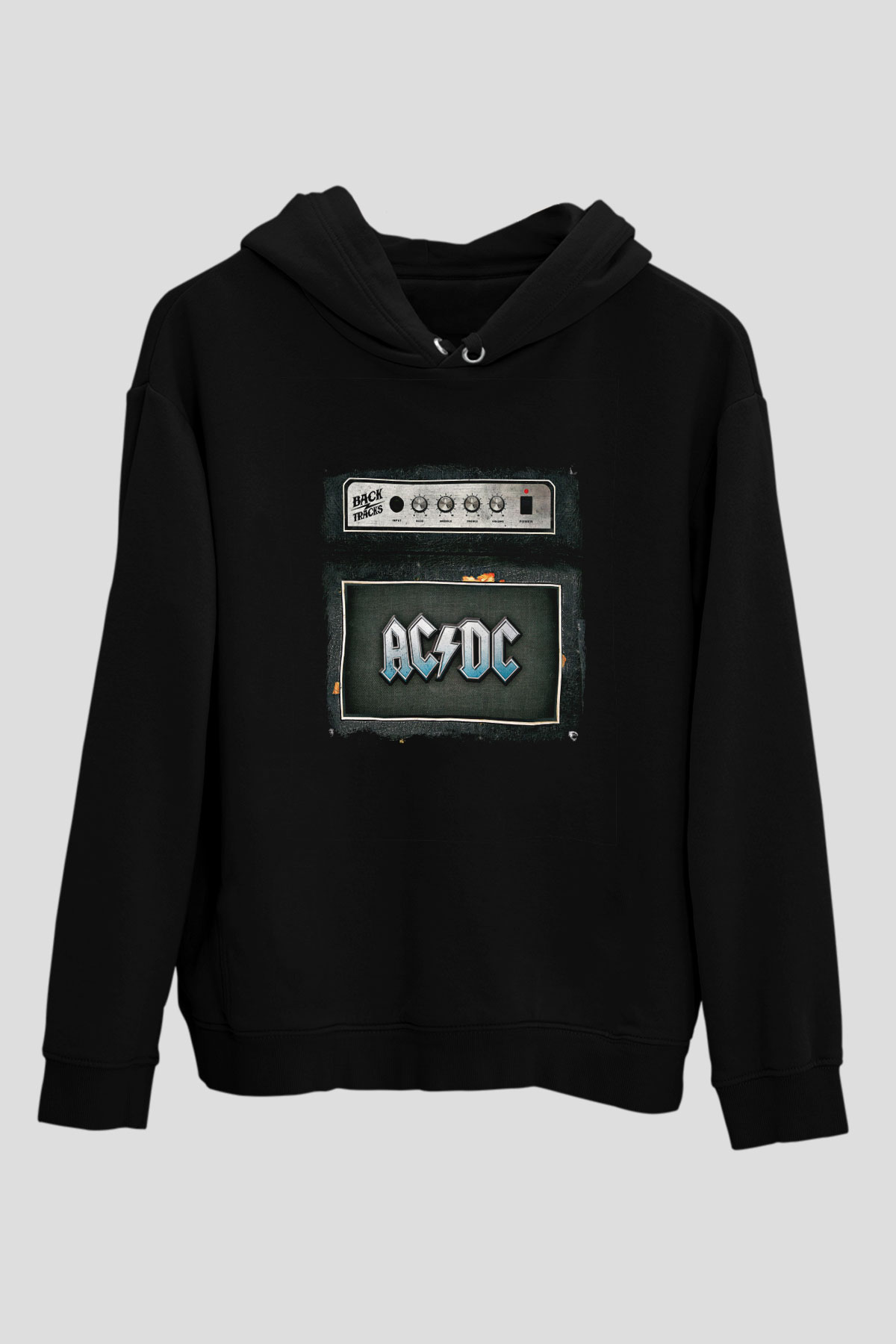 ACDC Baskılı Unisex Siyah Hoodie
