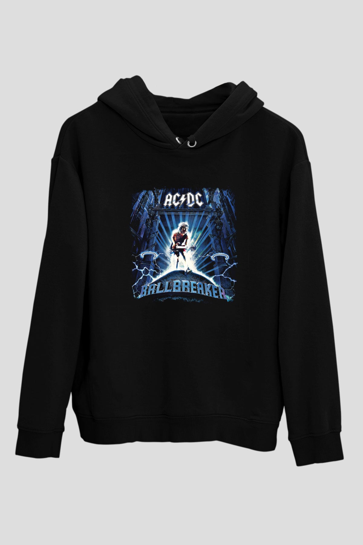ACDC Baskılı Unisex Siyah Hoodie