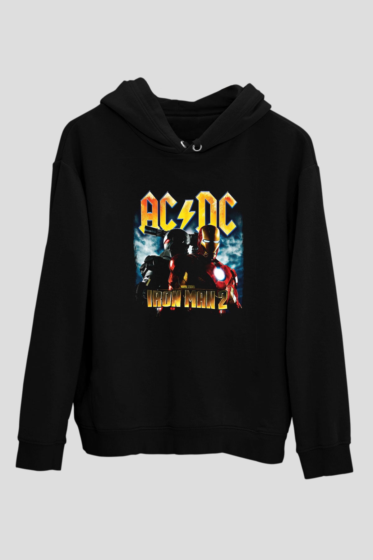 ACDC Baskılı Unisex Siyah Hoodie