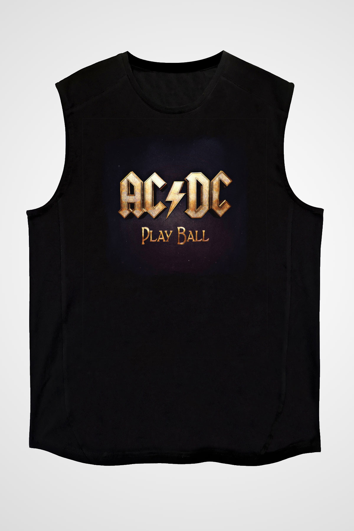 ACDC Baskılı Unisex Siyah Kolsuz Tişört