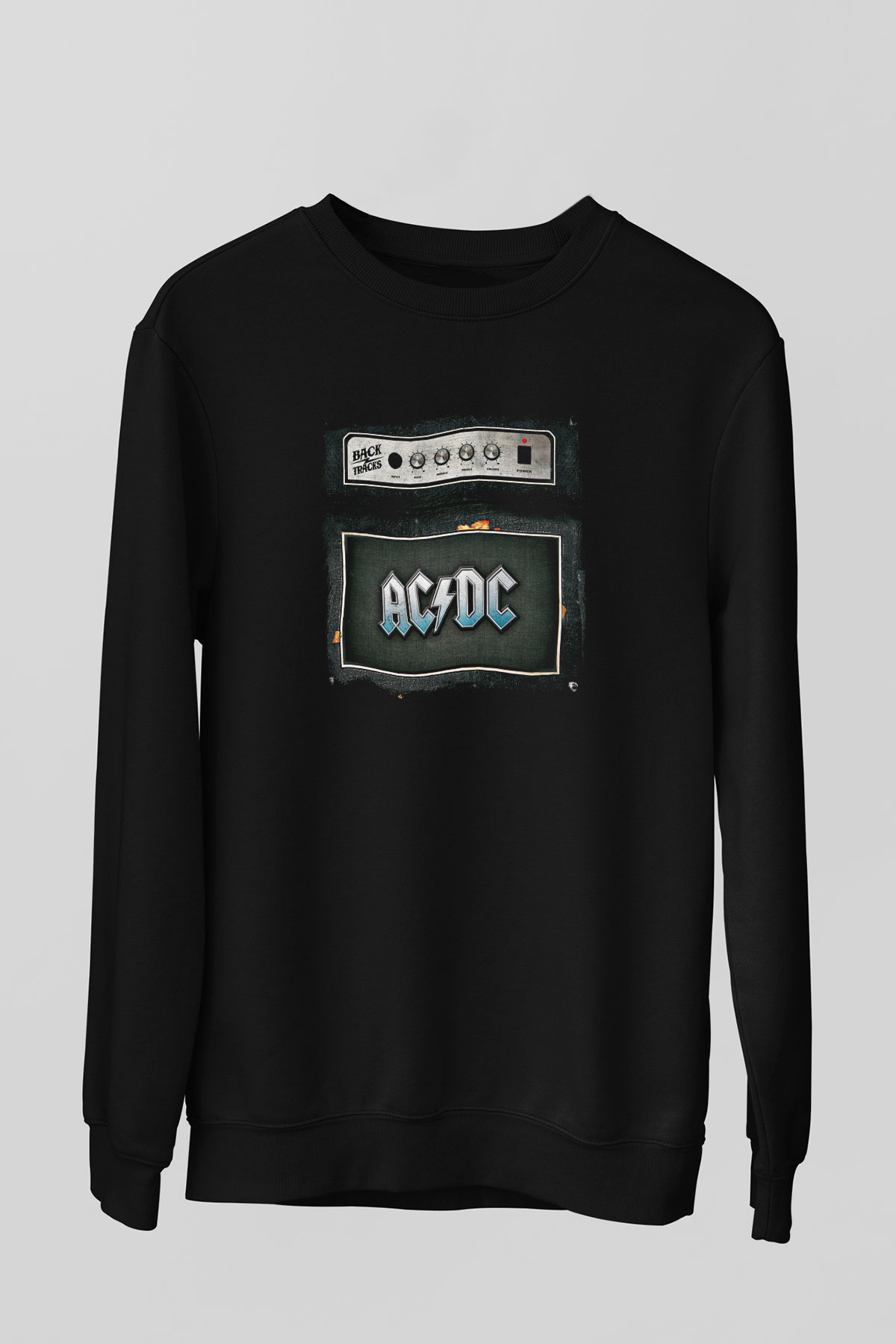 ACDC Baskılı Unisex Siyah Sweatshirt