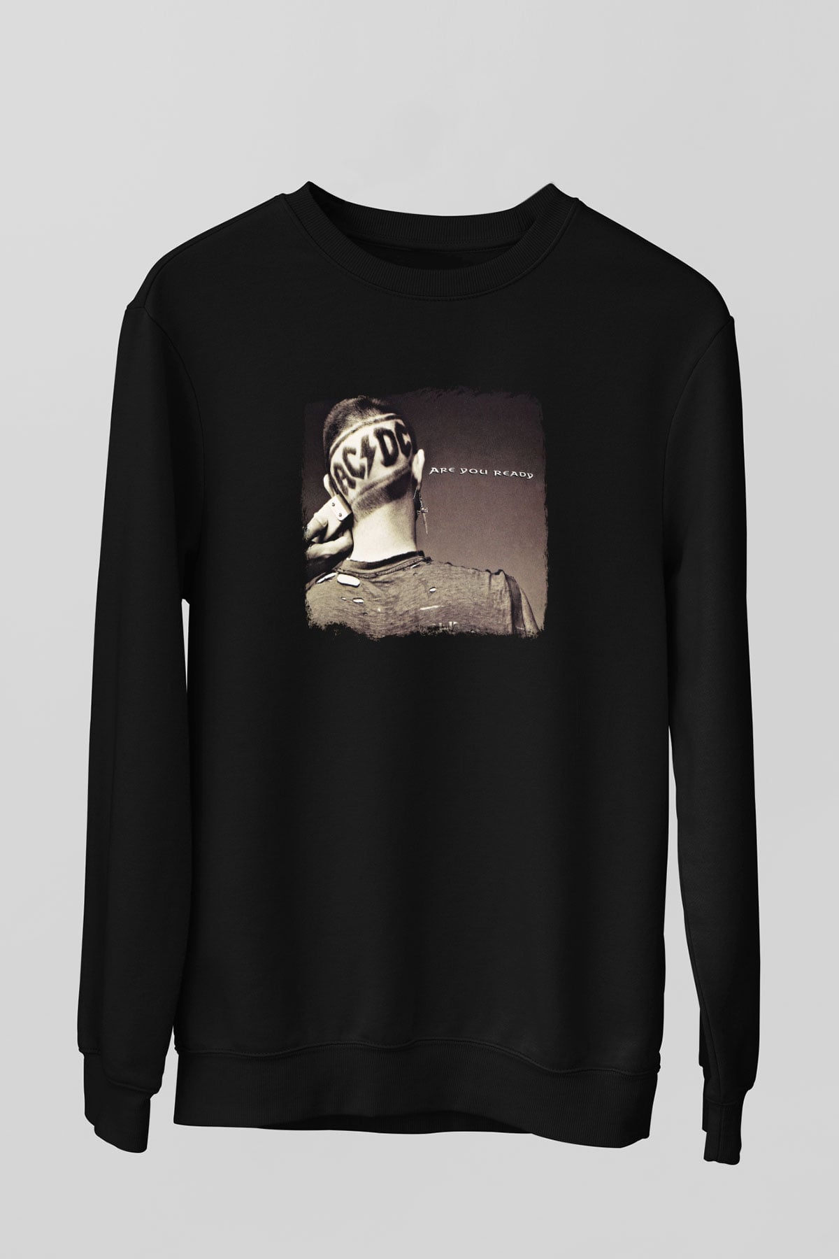 ACDC Baskılı Unisex Siyah Sweatshirt