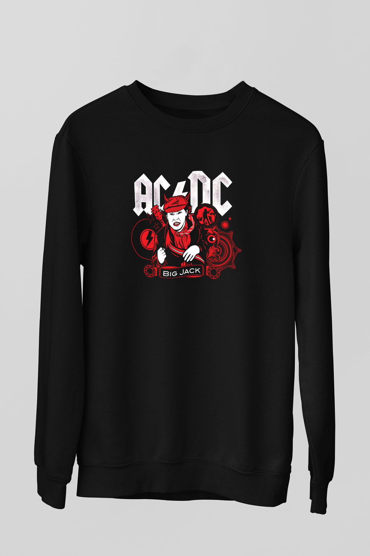 ACDC Baskılı Unisex Siyah Sweatshirt