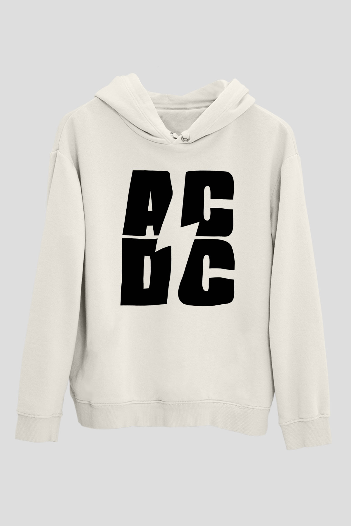 AC DC Beyaz Unisex Kapşonlu Sweatshirt
