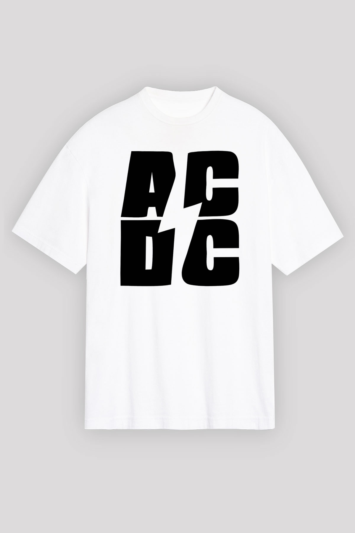 AC DC Beyaz Unisex Oversize Tişört T-Shirt