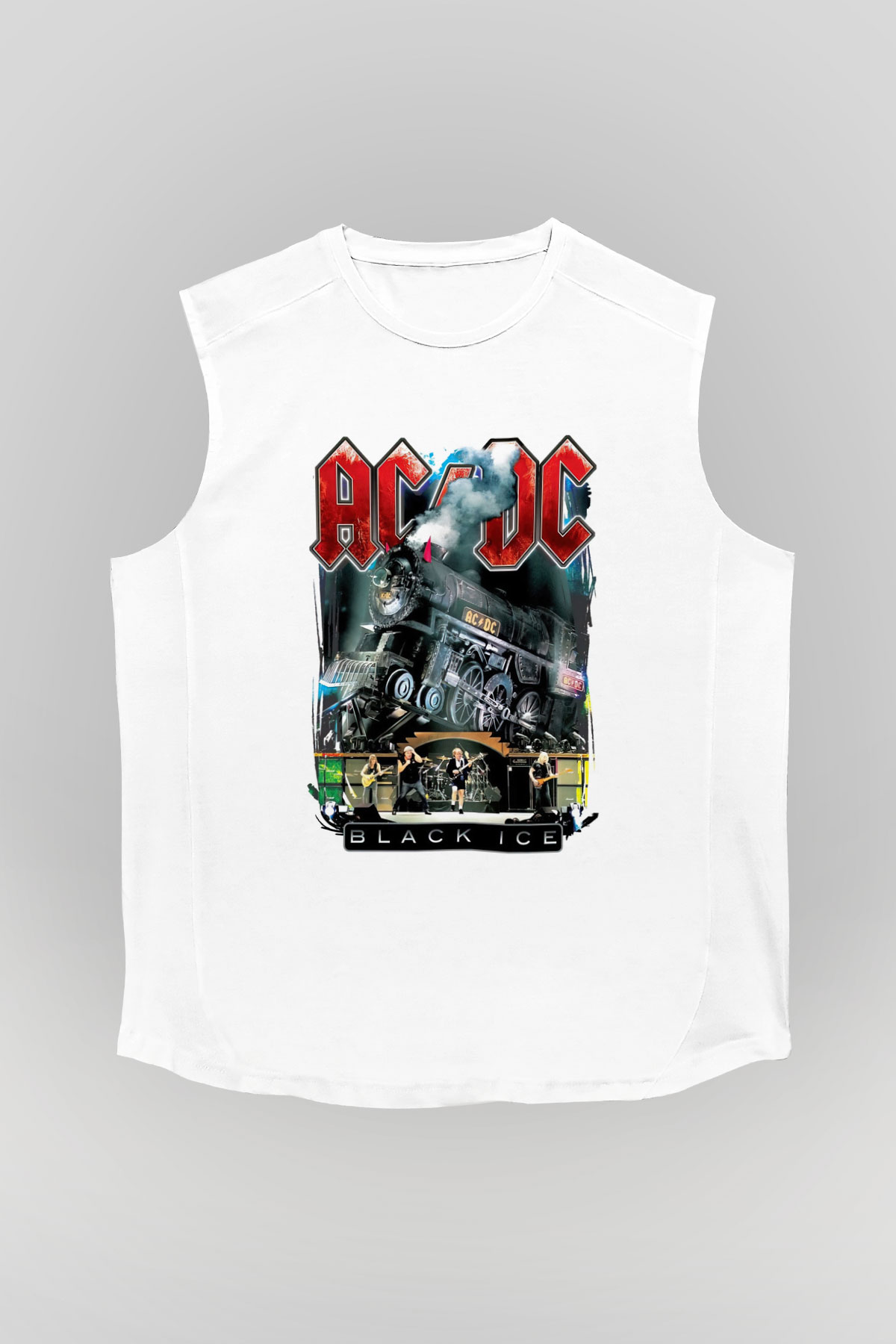 AC DC Black Ice Beyaz Unisex Kolsuz Tişört