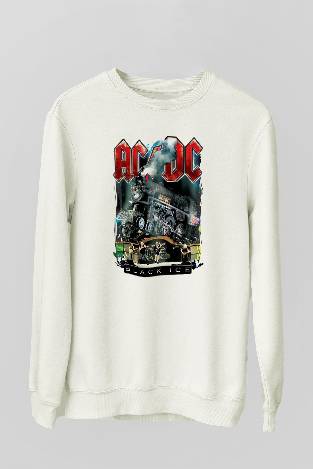AC DC Black Ice Beyaz Unisex Sweatshirt