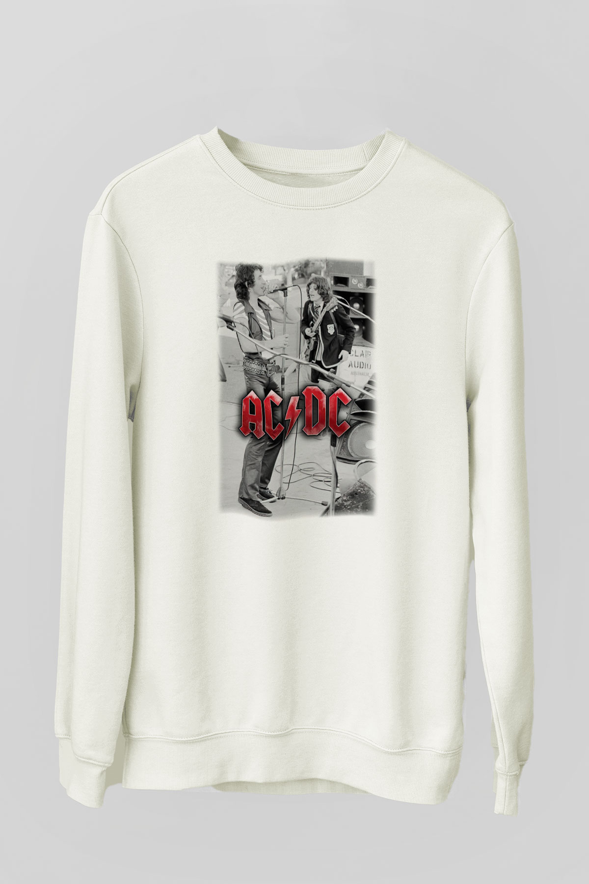AC DC Brian Johnson Angus Young Beyaz Unisex Sweatshirt