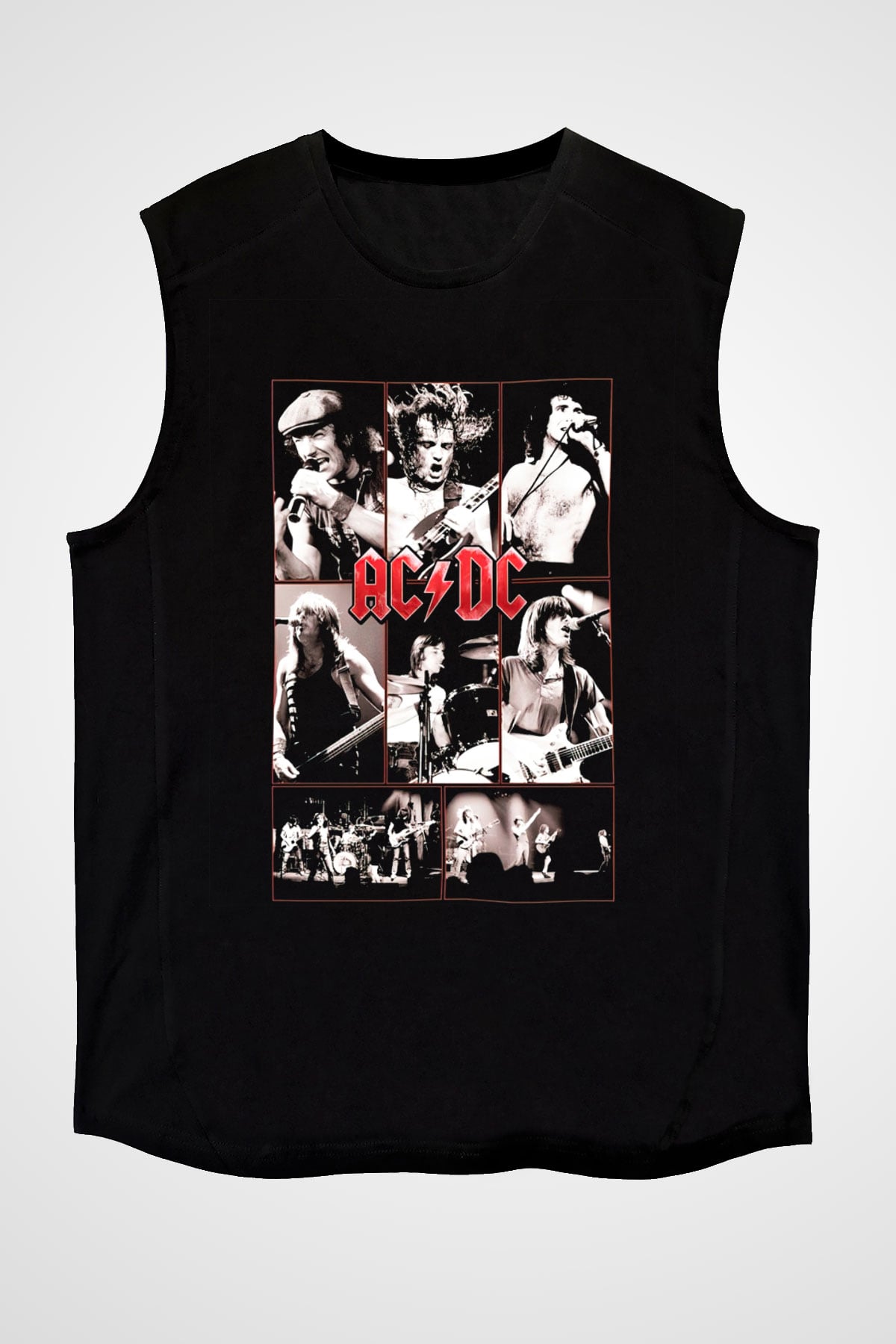 AC DC Brian Johnson Angus Young Siyah Unisex Kolsuz Tişört