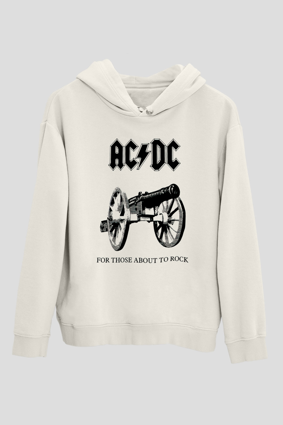 AC DC For Those About To Rock Beyaz Unisex Kapşonlu Sweatshirt