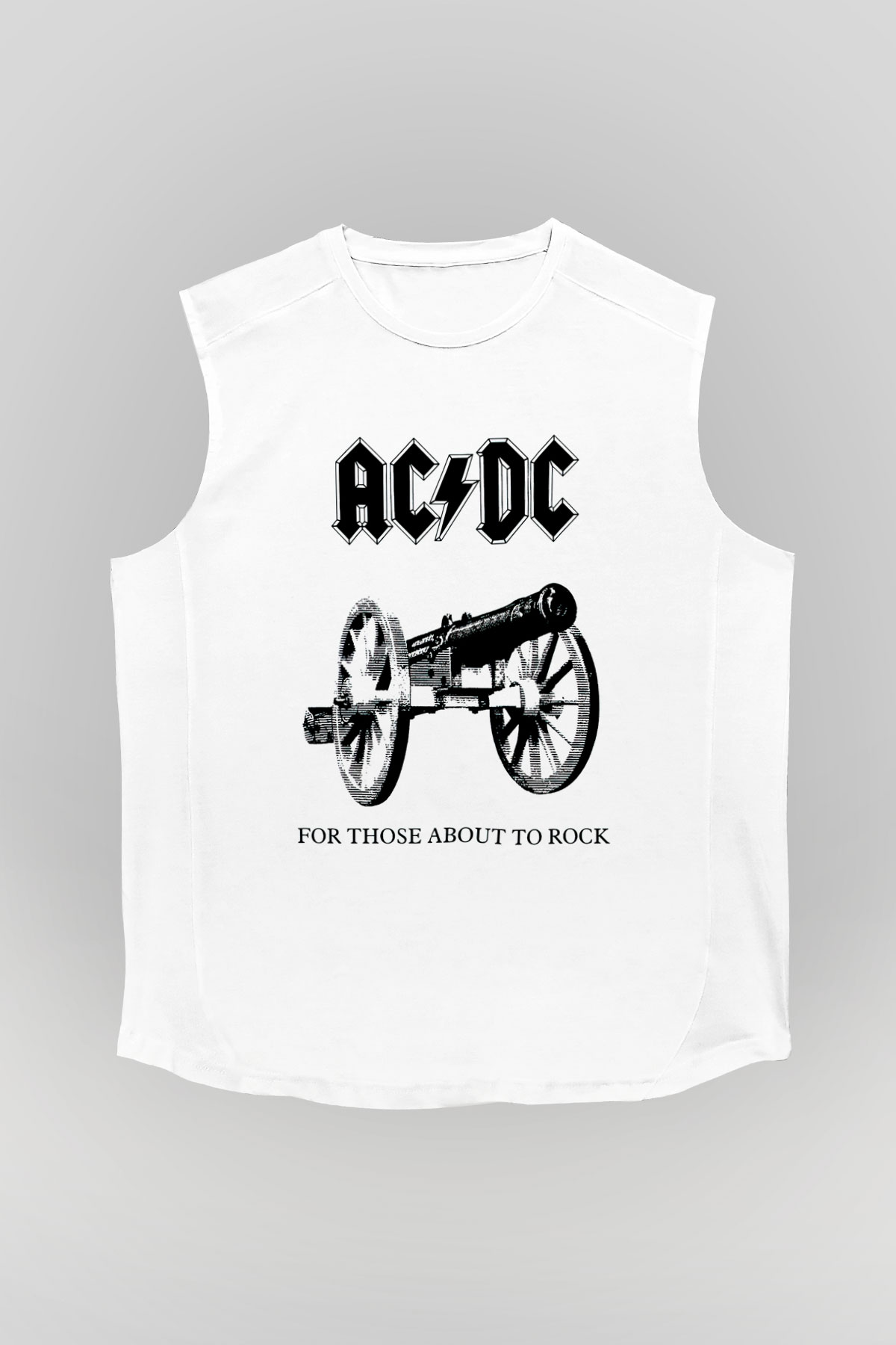 AC DC For Those About To Rock Beyaz Unisex Kolsuz Tişört