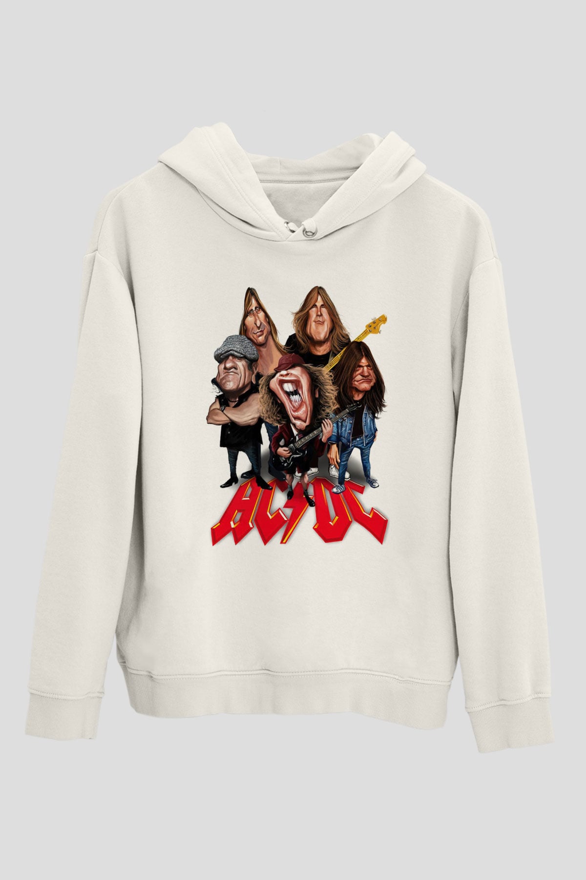 AC DC Group Beyaz Unisex Kapşonlu Sweatshirt