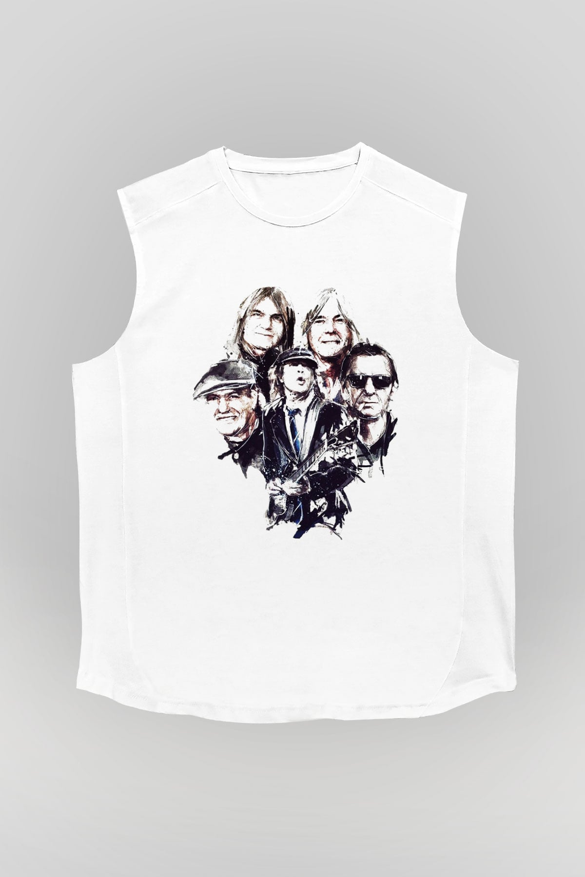 AC DC Group Beyaz Unisex Kolsuz Tişört