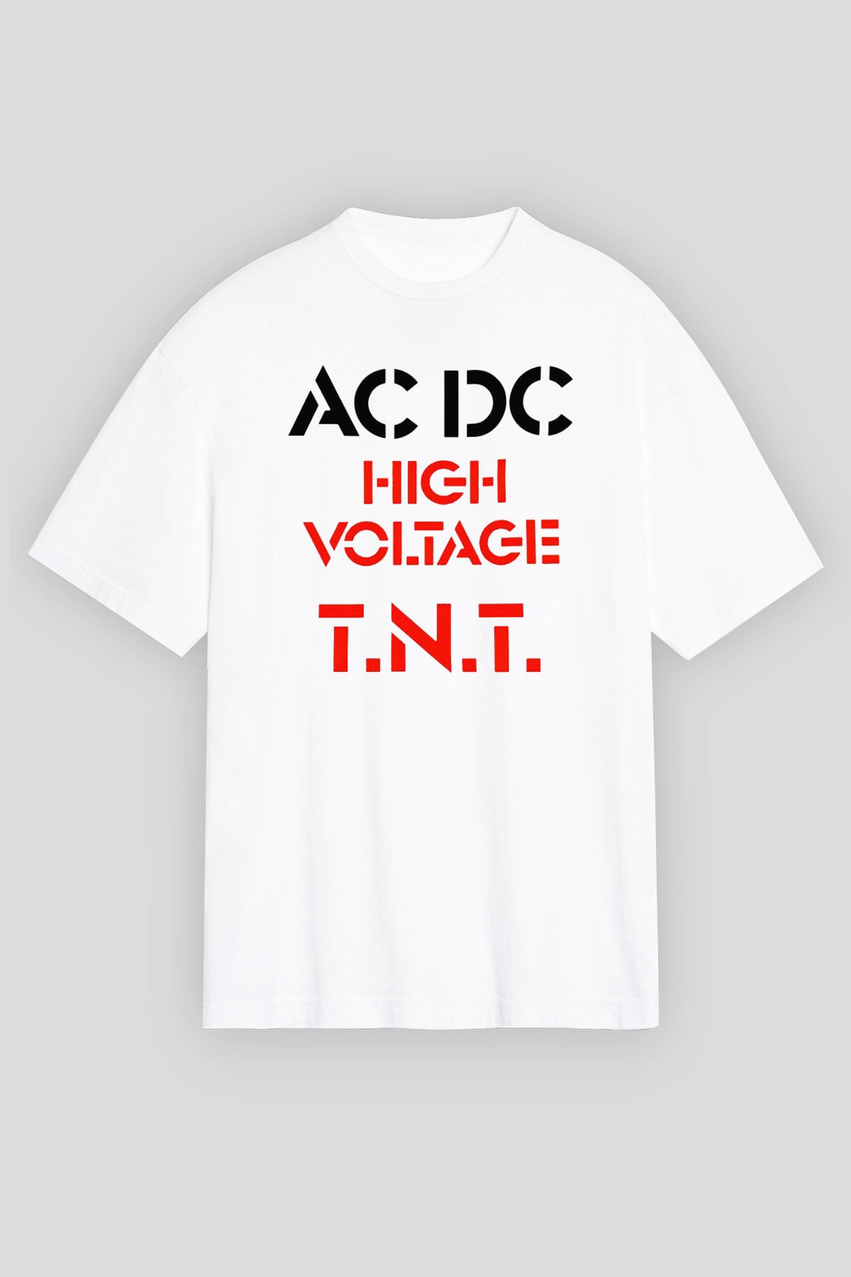 AC DC High Voltage Tnt Beyaz Unisex Oversize Tişört T-Shirt