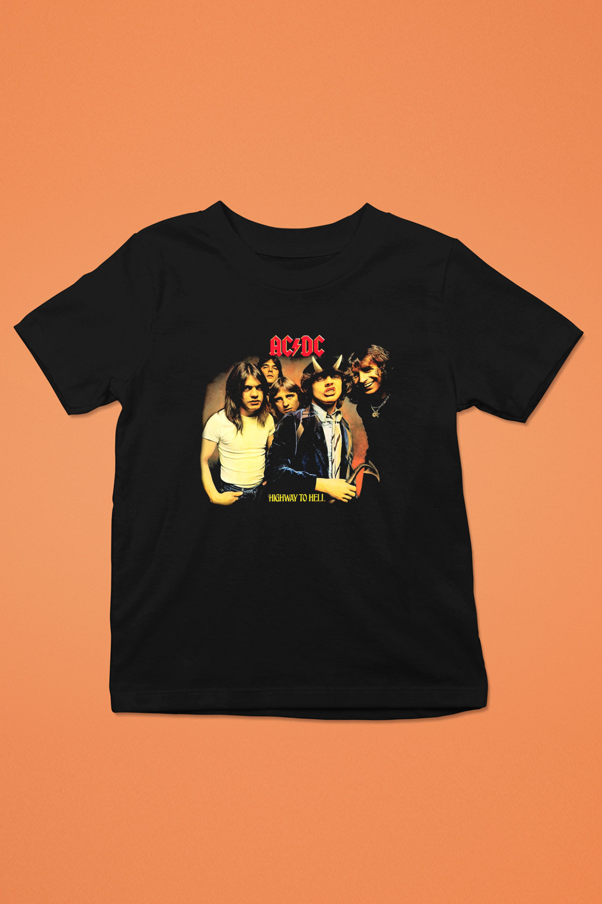 AC DC Highway To Hell Baskılı Siyah Unisex Çocuk Tişört