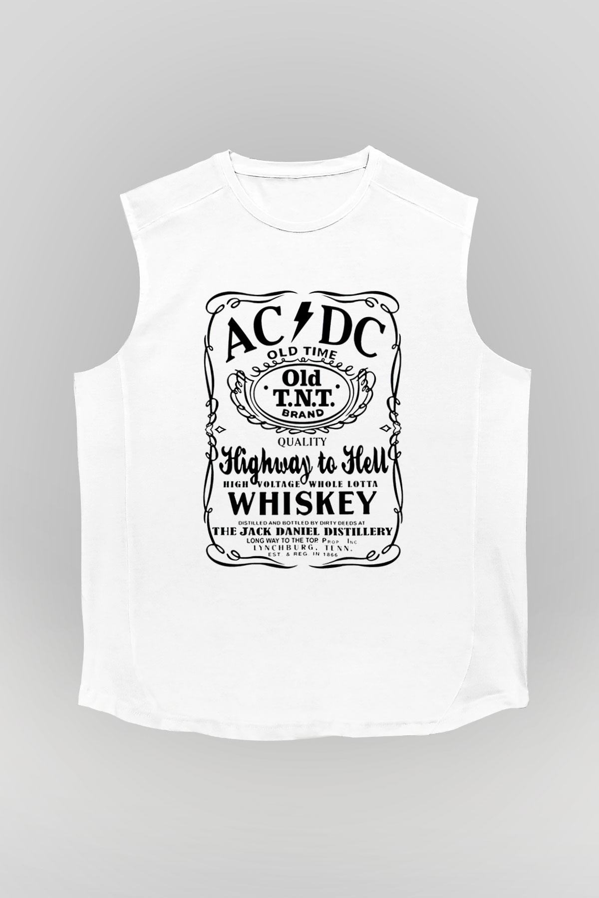 AC DC Highway To Hell Beyaz Unisex Kolsuz Tişört