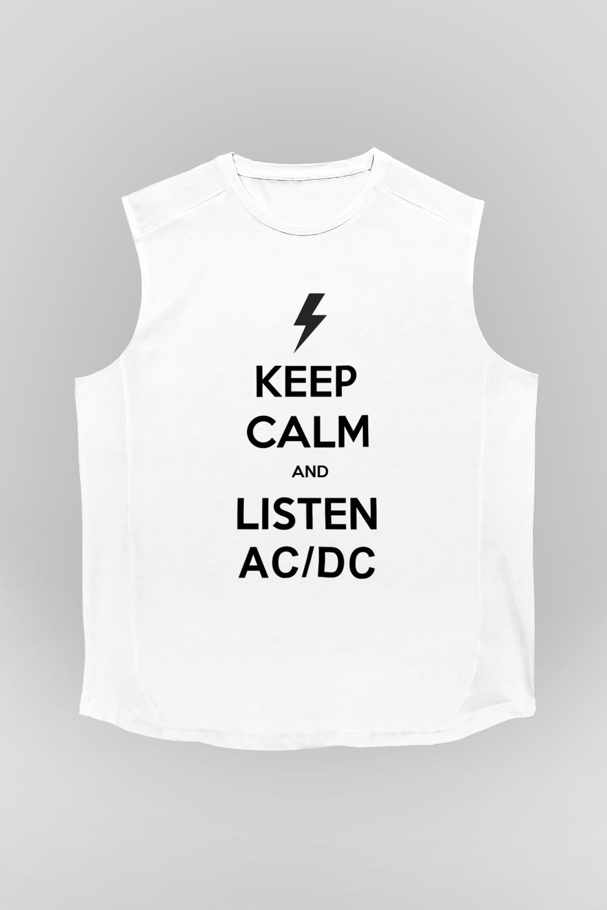 AC DC Keep Calm And Listen Beyaz Unisex Kolsuz Tişört
