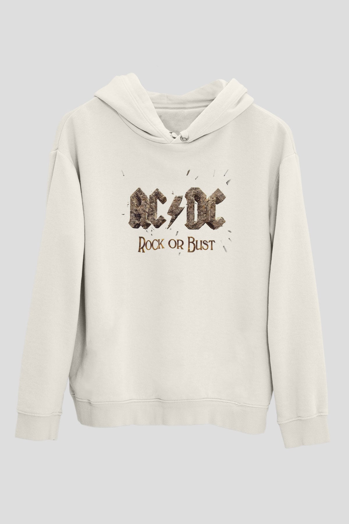 AC DC Rock Or Bust Beyaz Unisex Kapşonlu Sweatshirt