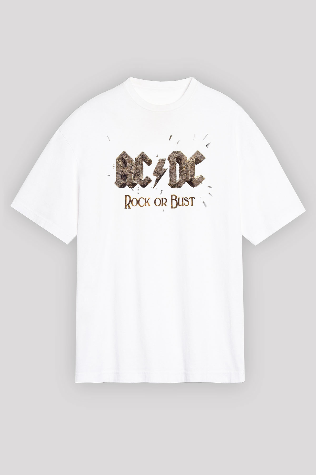 AC DC Rock Or Bust Beyaz Unisex Oversize Tişört T-Shirt