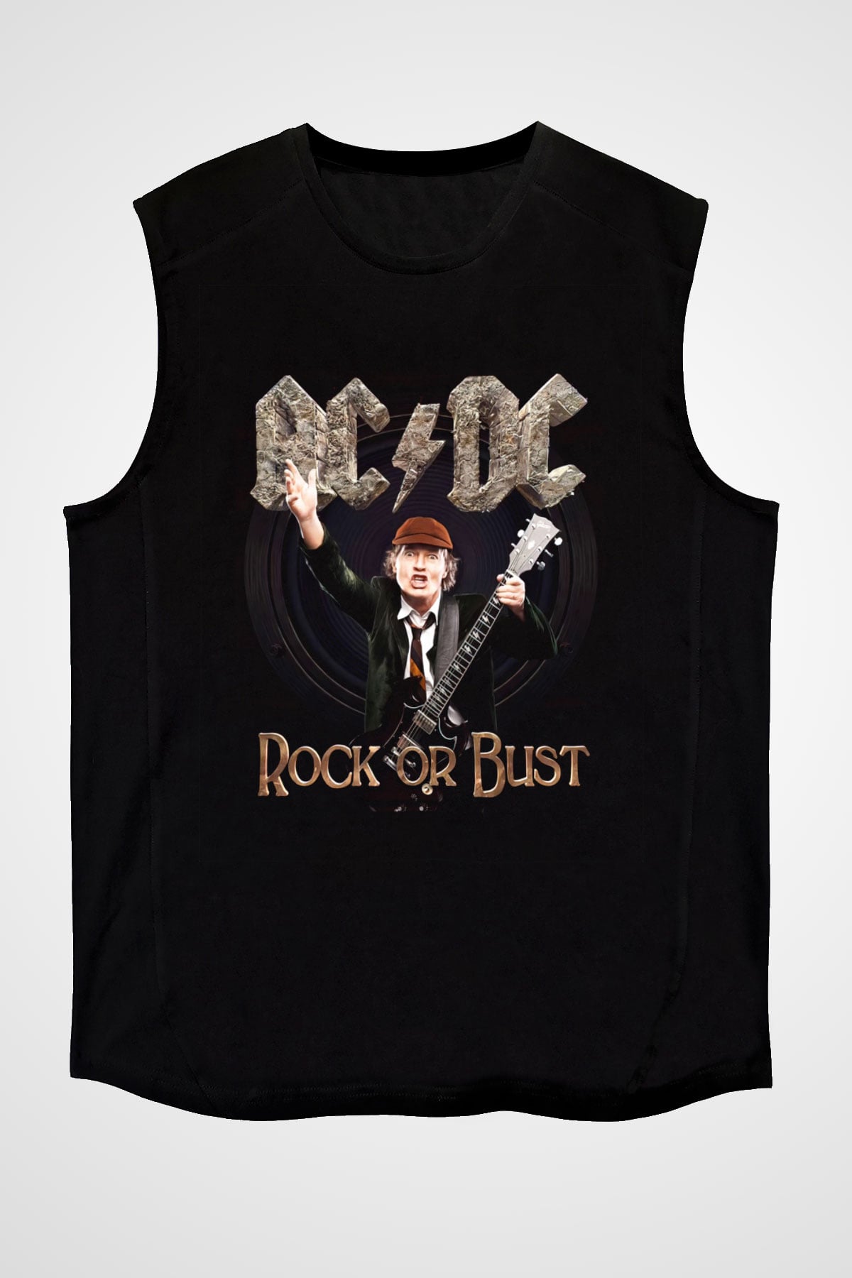 AC DC Rock Or Bust Siyah Unisex Kolsuz Tişört
