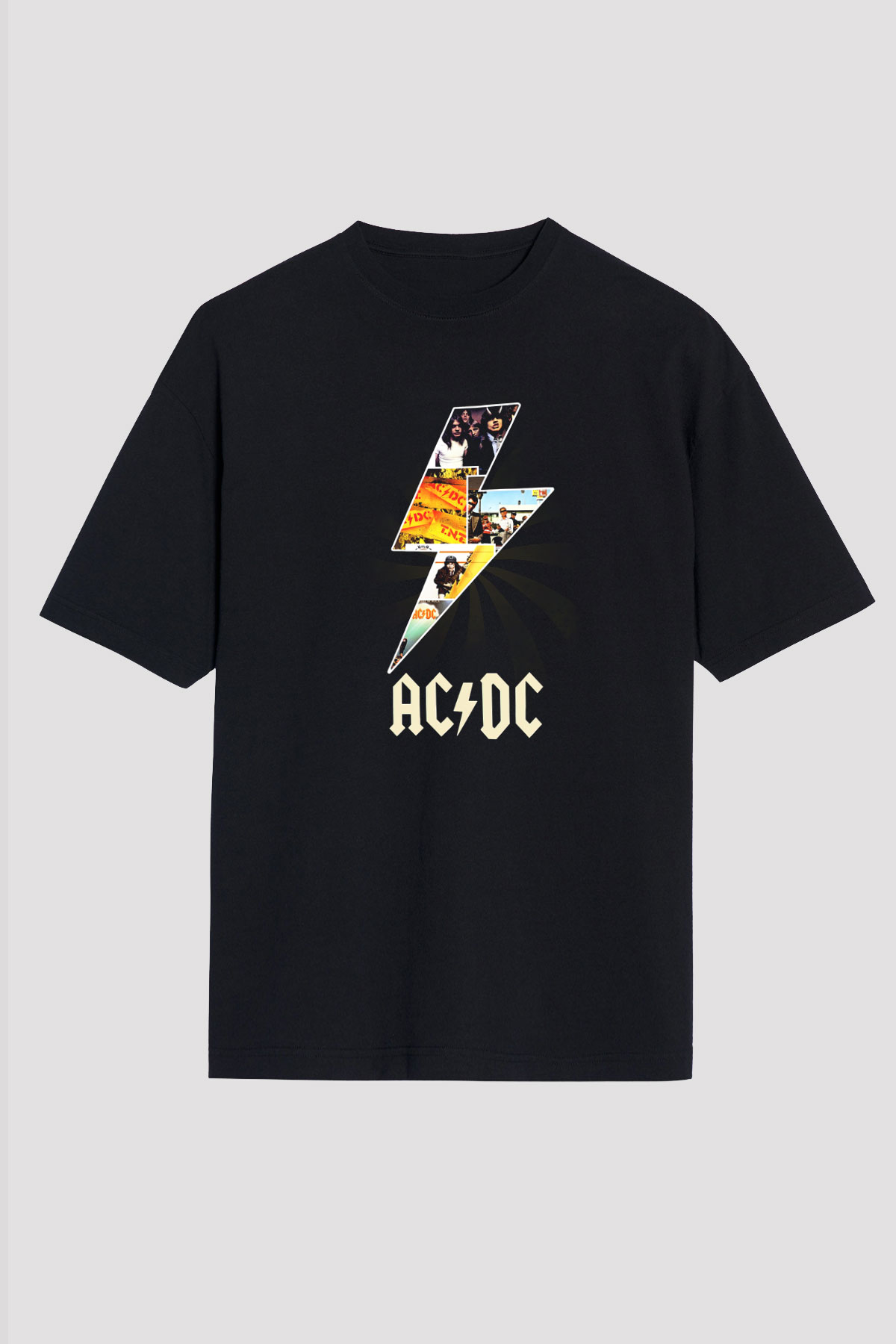 AC DC Thunderbolt Siyah Unisex Oversize Tişört T-Shirt