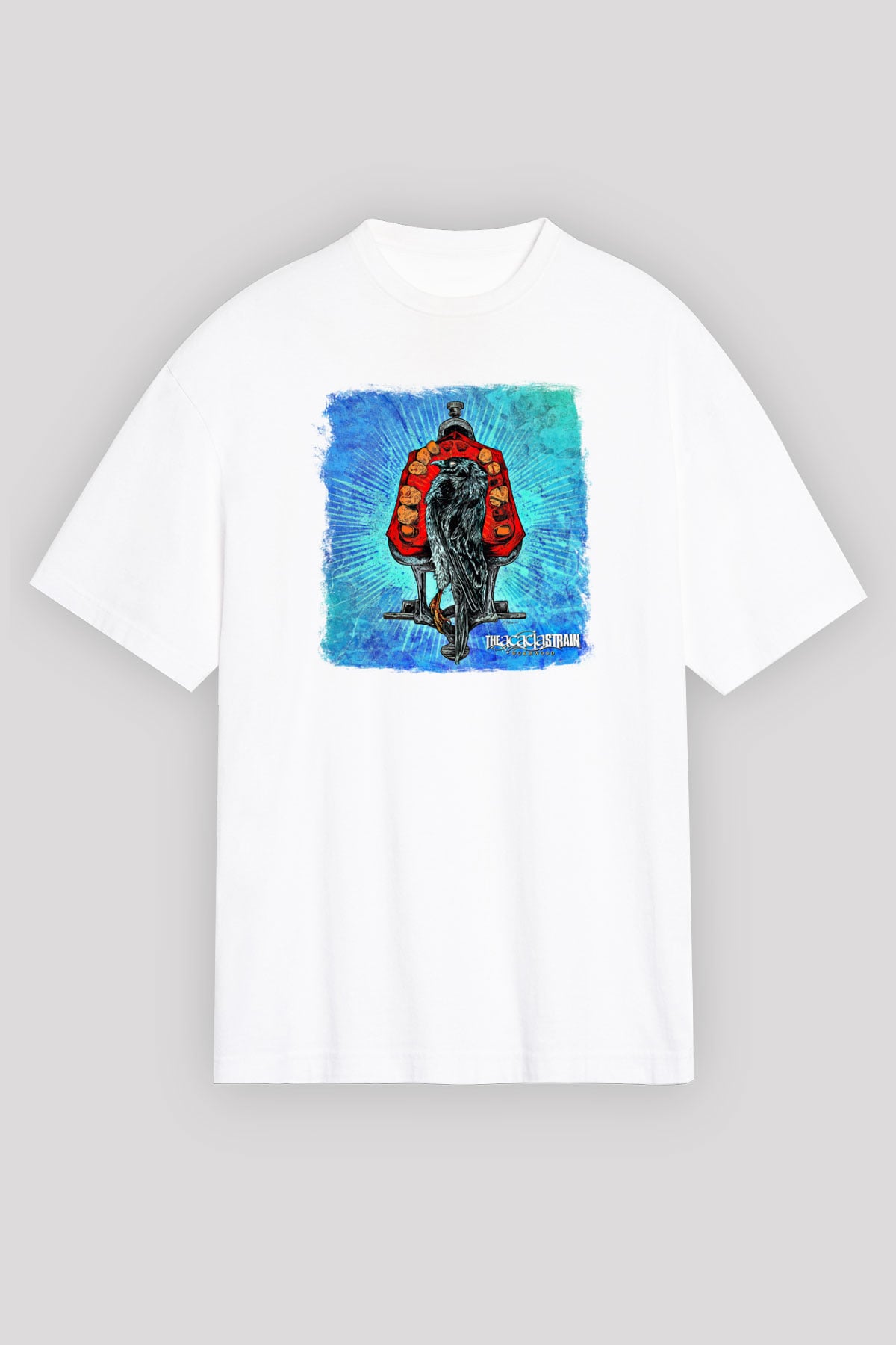 Acacia Strain Baskılı Unisex Beyaz Oversize Tişört