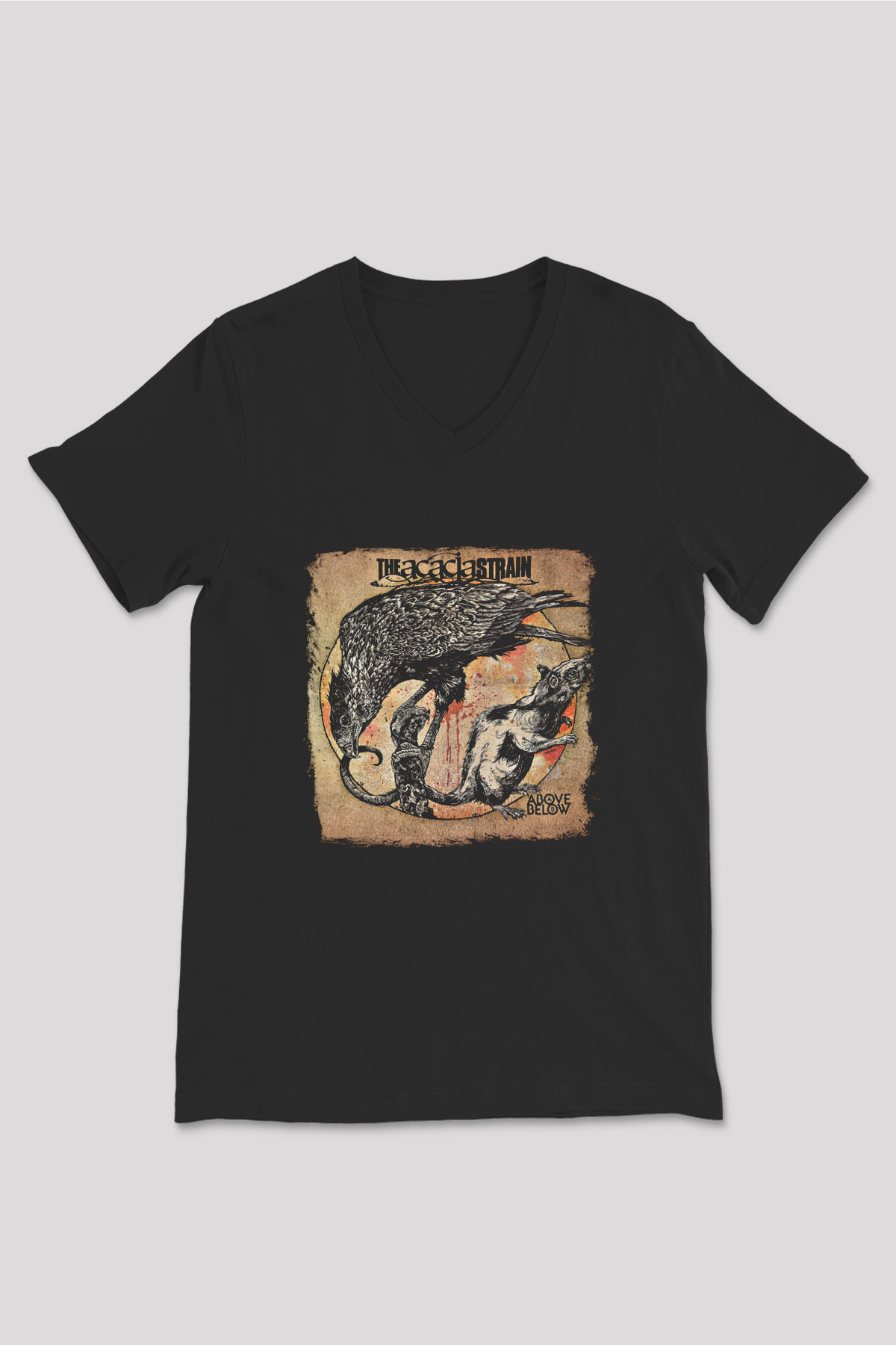 Acacia Strain Baskılı Unisex Siyah V Yaka Tişört