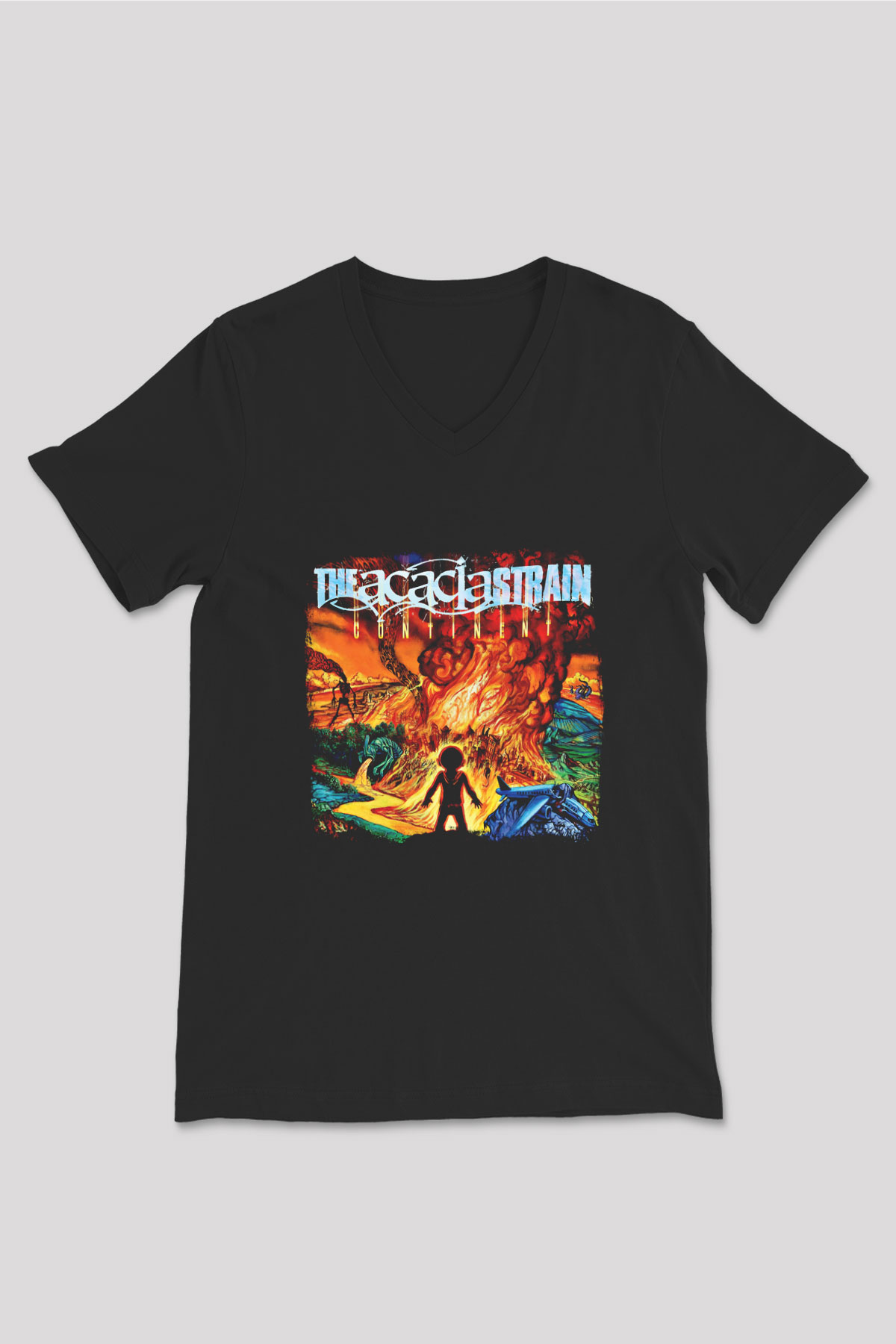 Acacia Strain Baskılı Unisex Siyah V Yaka Tişört