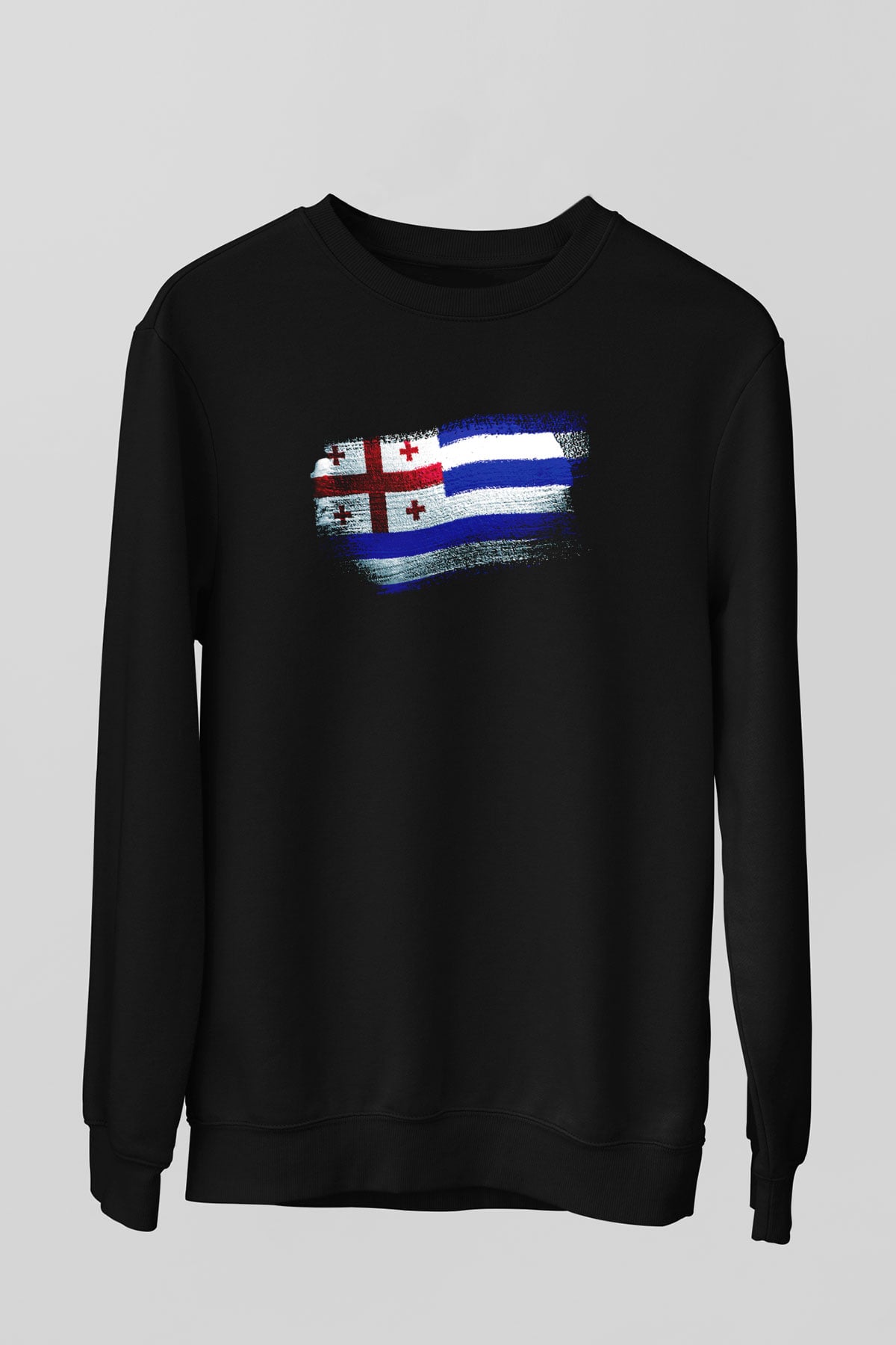 Acara Özerk Cumhuriyeti - Adjara Bayrağı Baskılı Unisex Siyah Sweatshirt