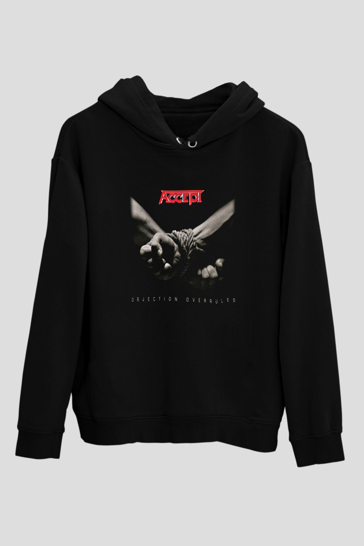 Accept Baskılı Unisex Siyah Hoodie