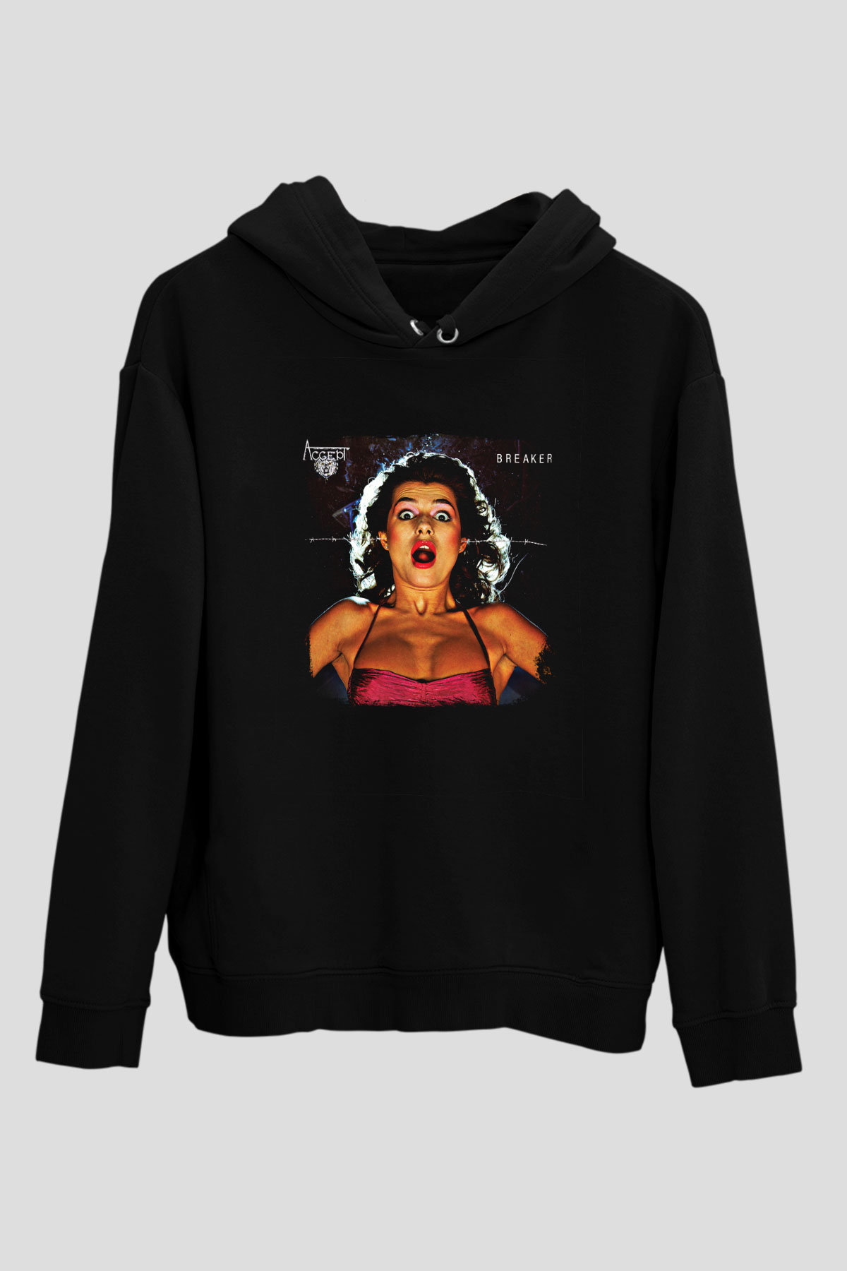 Accept Baskılı Unisex Siyah Hoodie