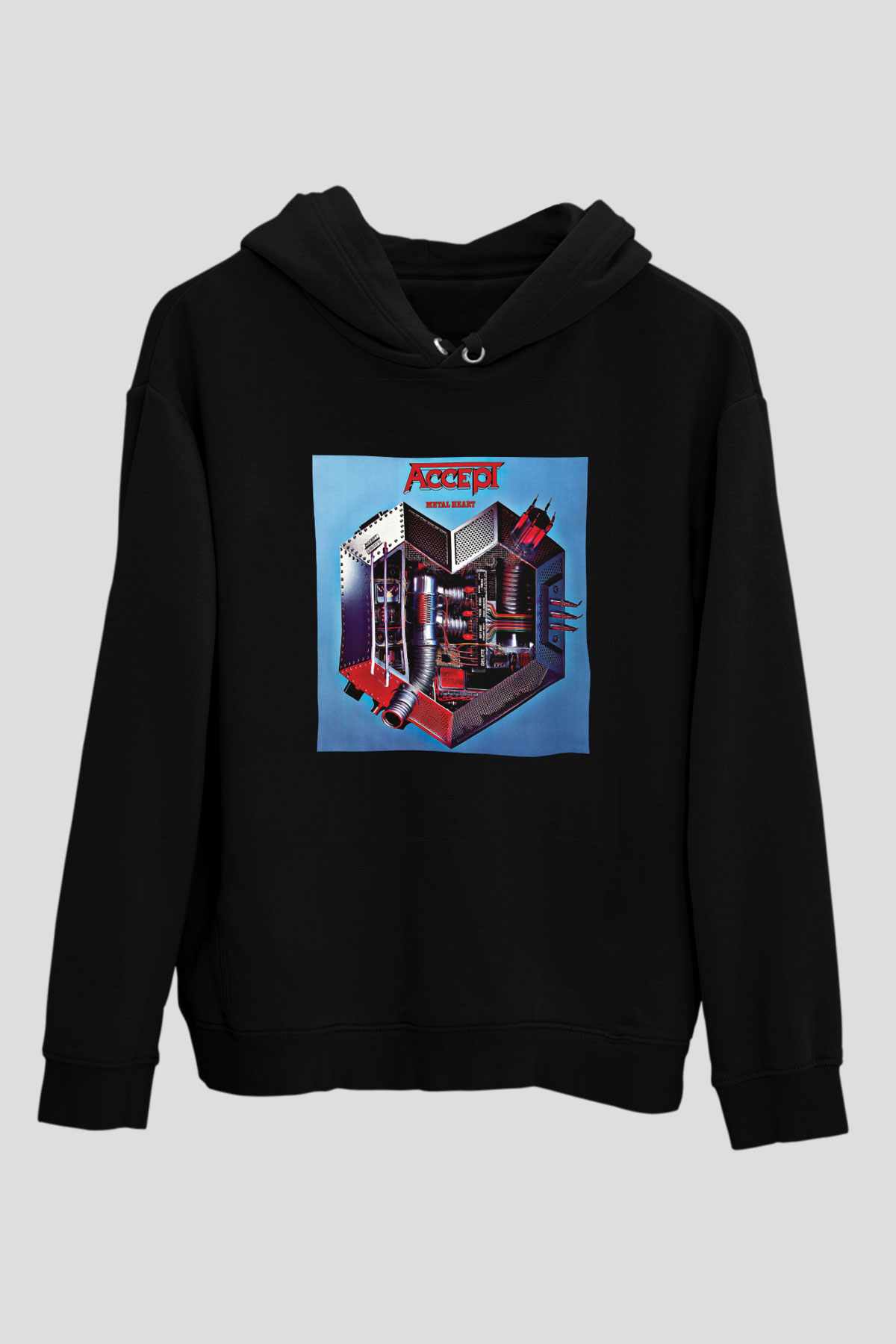 Accept Baskılı Unisex Siyah Hoodie
