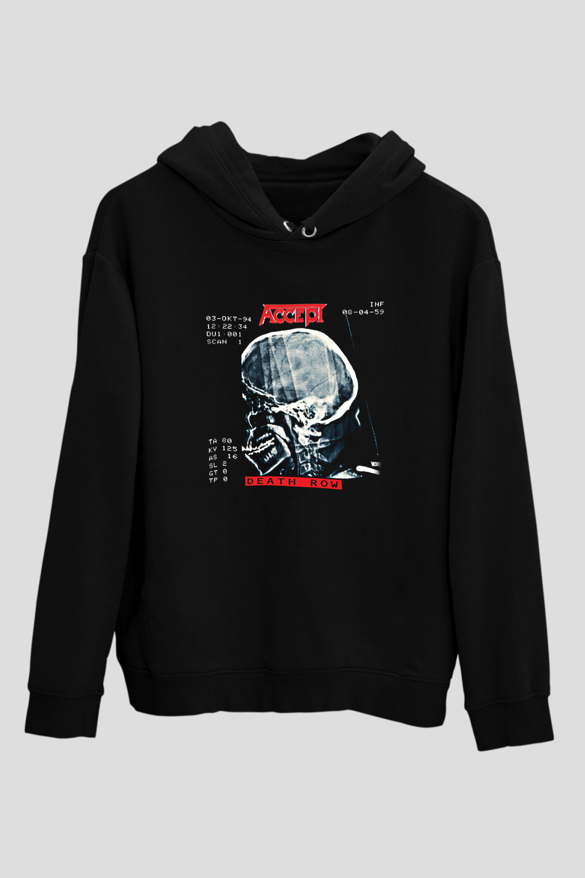 Accept Baskılı Unisex Siyah Hoodie