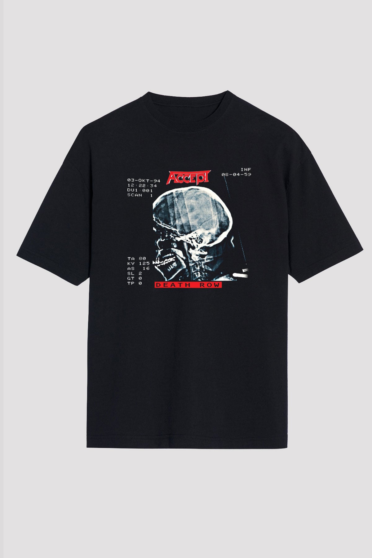 Accept Baskılı Unisex Siyah Oversize Tişört