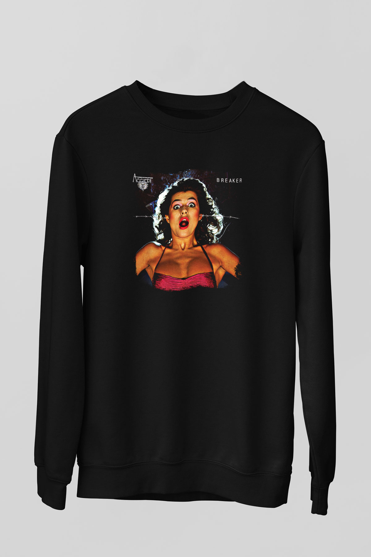 Accept Baskılı Unisex Siyah Sweatshirt