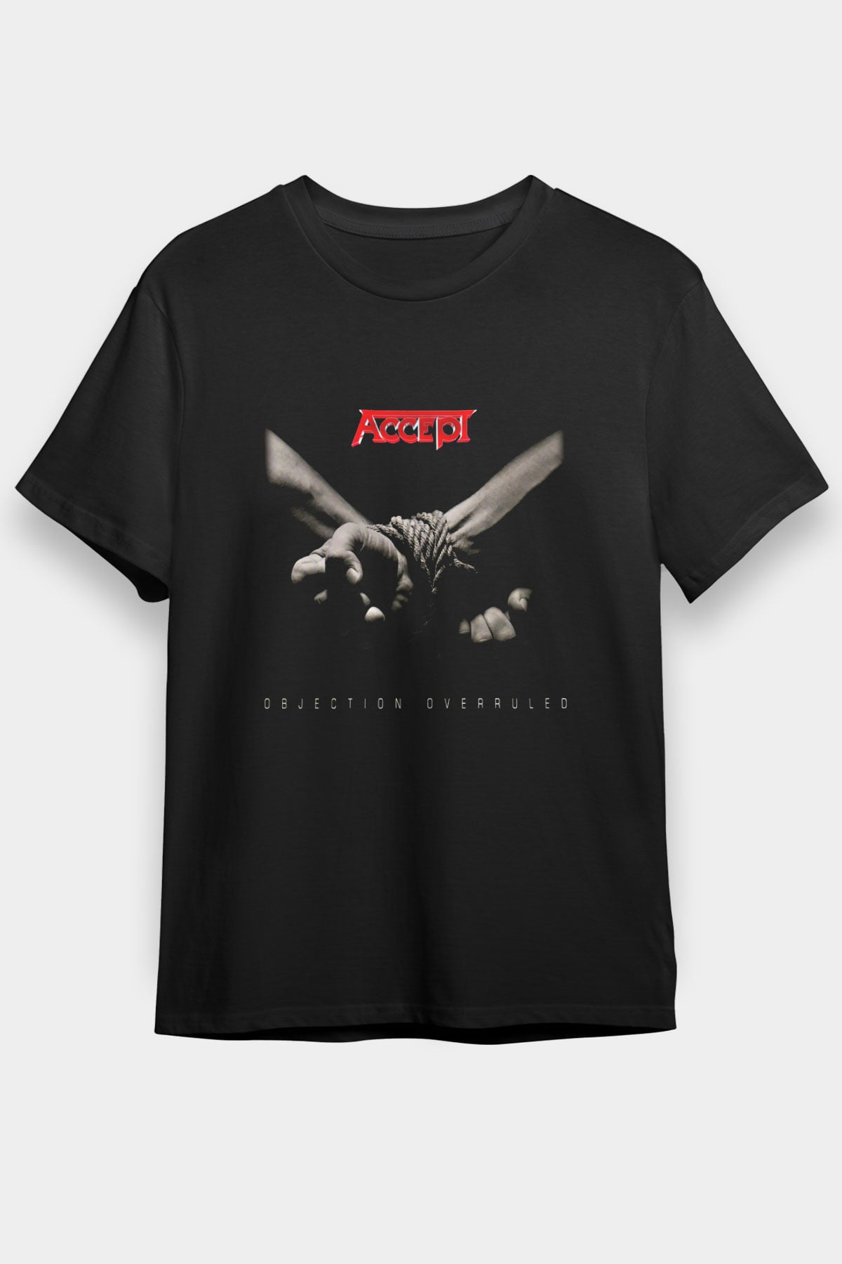 Accept Baskılı Unisex Siyah Tişört