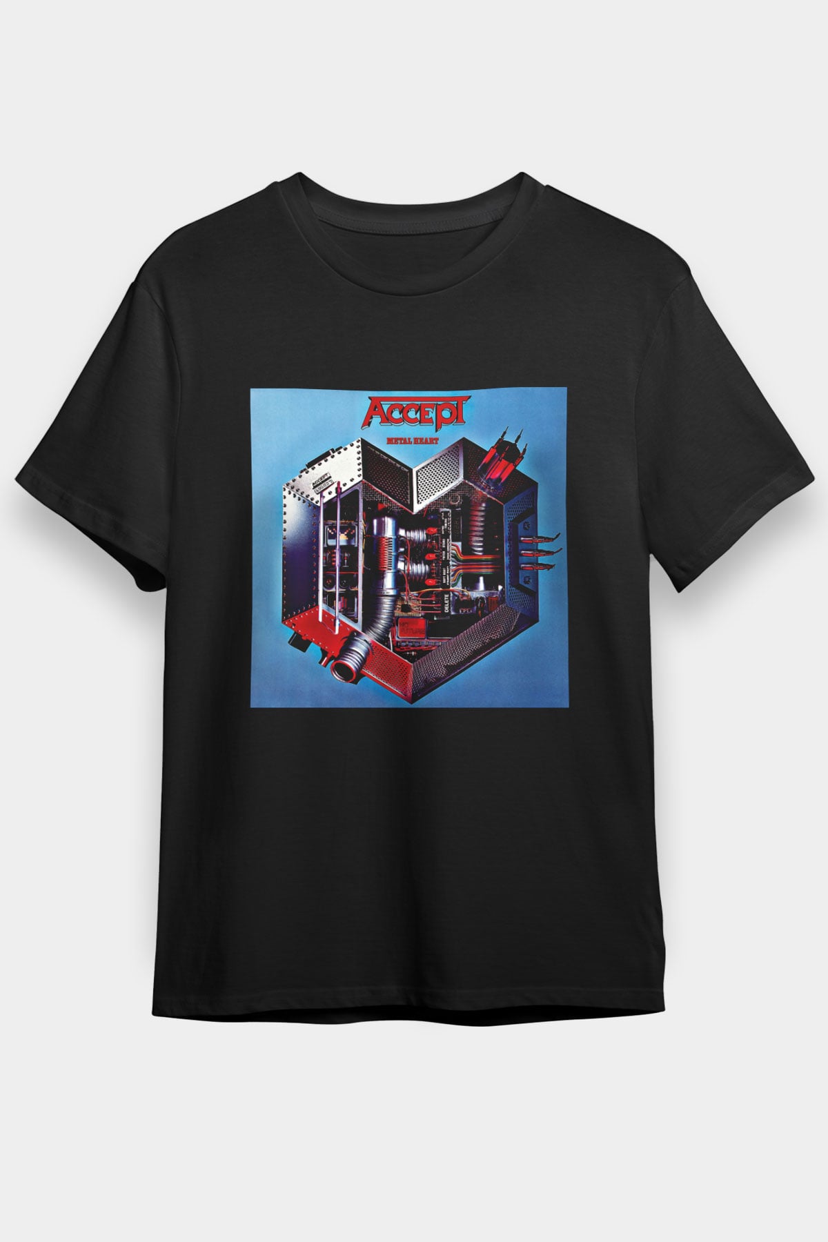 Accept Baskılı Unisex Siyah Tişört