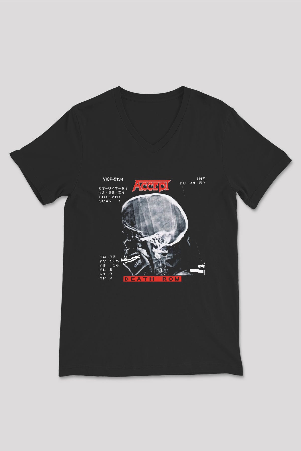 Accept Siyah Unisex V Yaka Tişört T-Shirt