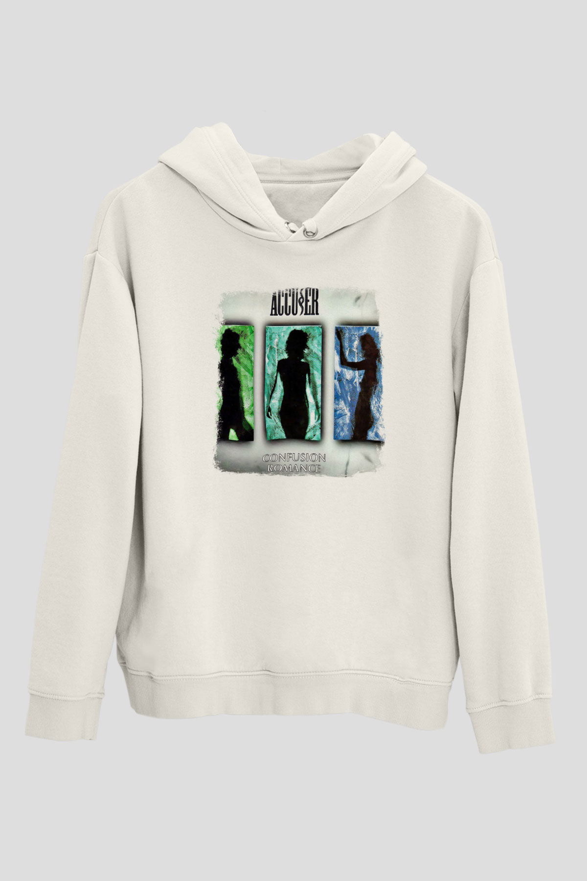 Accuser Baskılı Unisex Beyaz Hoodie