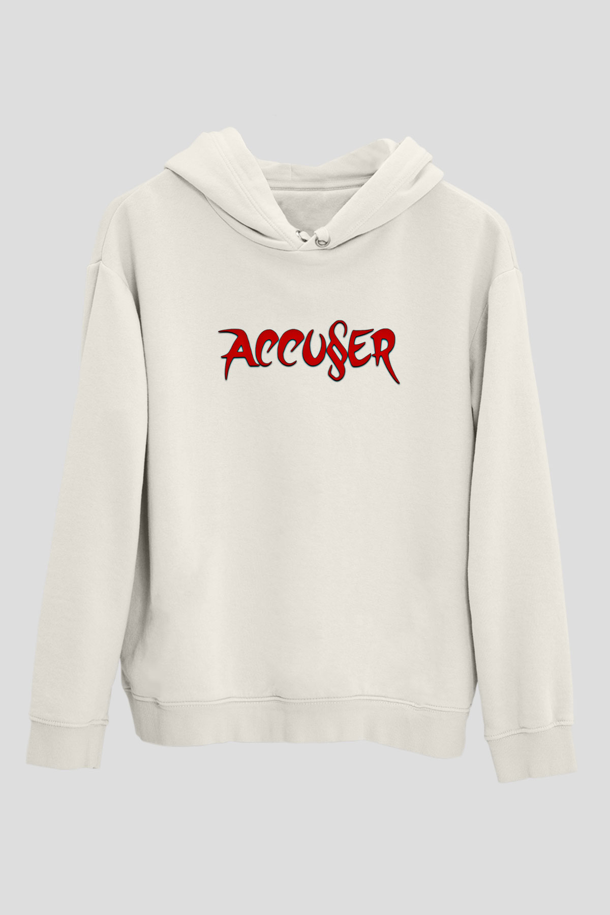 Accuser Baskılı Unisex Beyaz Hoodie