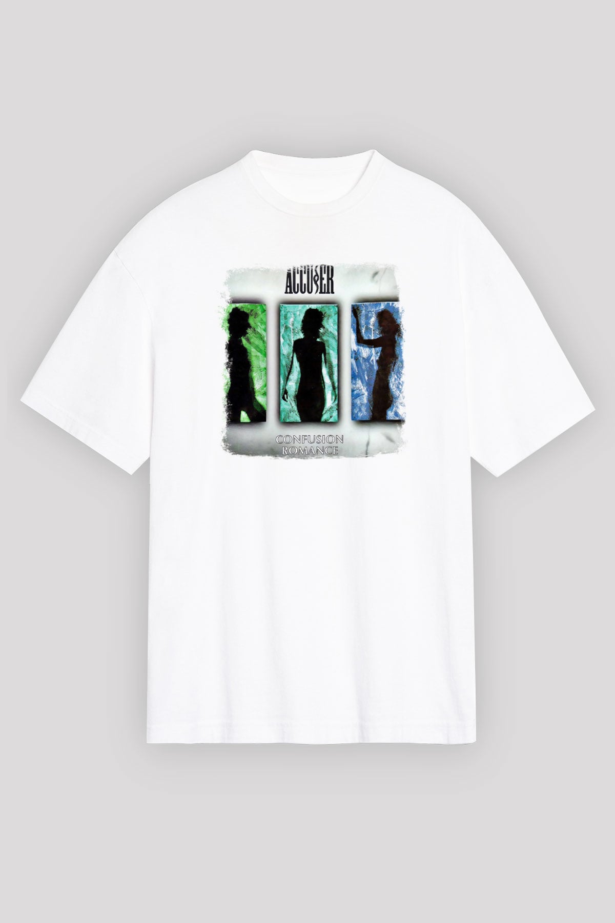 Accuser Baskılı Unisex Beyaz Oversize Tişört