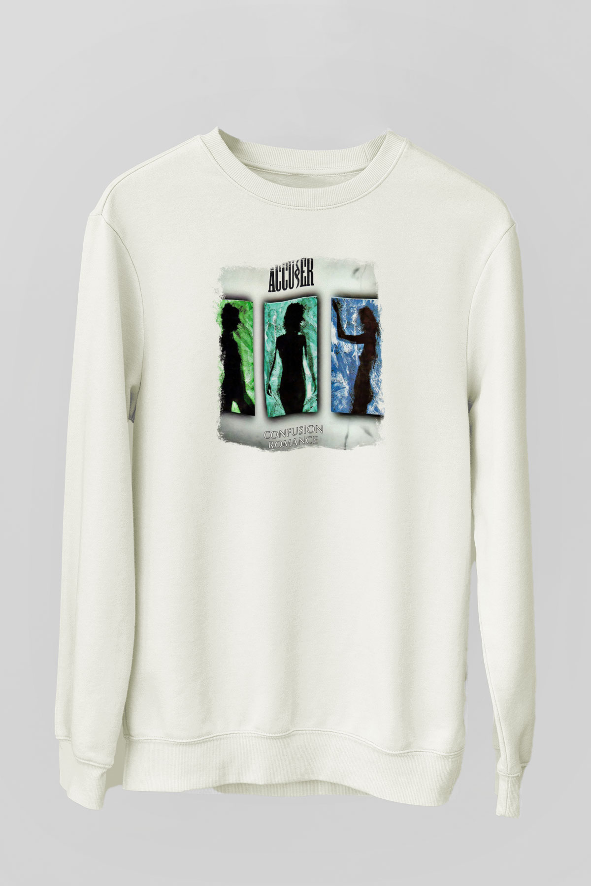 Accuser Baskılı Unisex Beyaz Sweatshirt