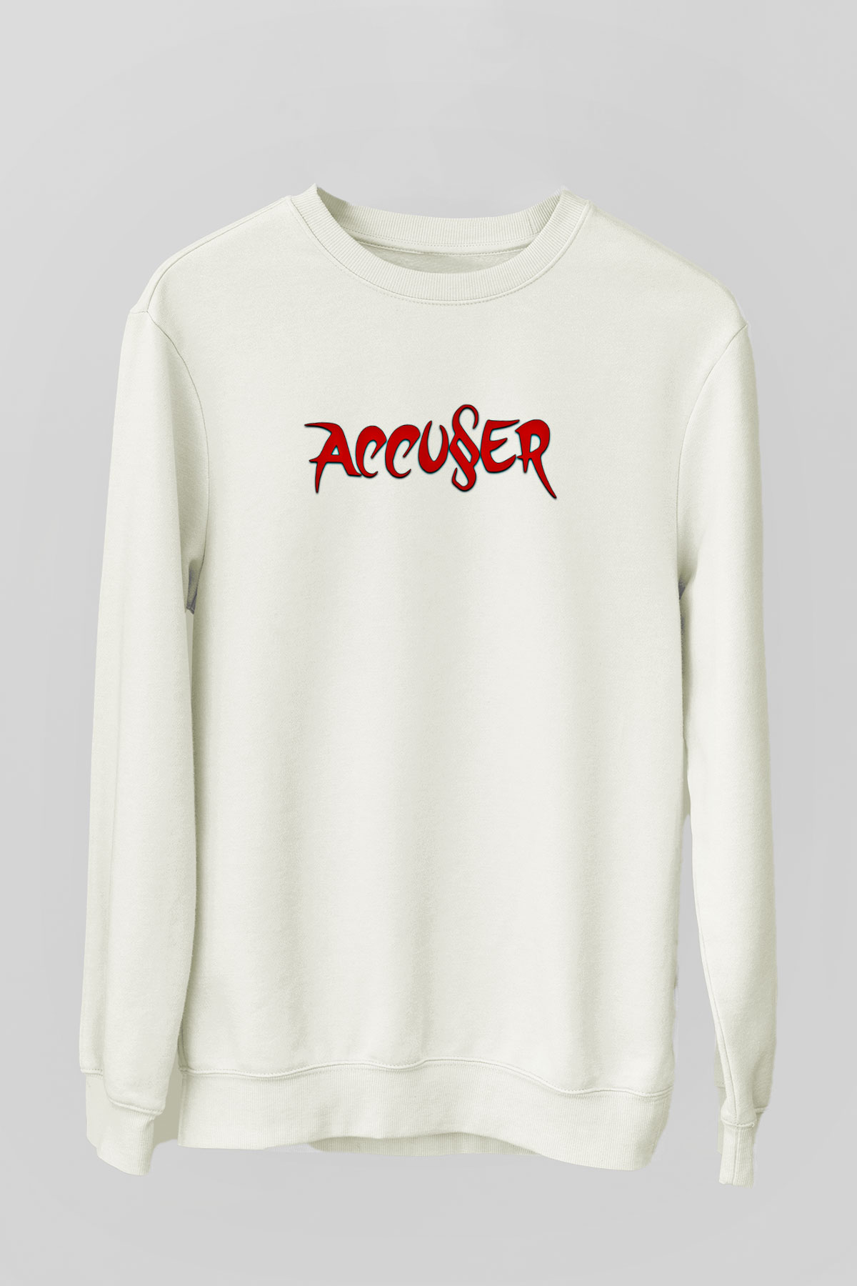 Accuser Baskılı Unisex Beyaz Sweatshirt